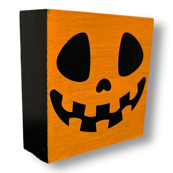 Halloween Box Sign Decor Set Frankenstein/Ghost/Jack-o-lantern Handmade - Picture 4 of 5